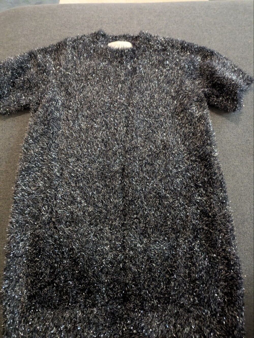 Zara Black & Silver Metallic Fuzzy Knit Dress